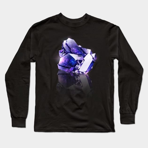 Blue Purple Fluorite Long Sleeve T-Shirt by cluseller